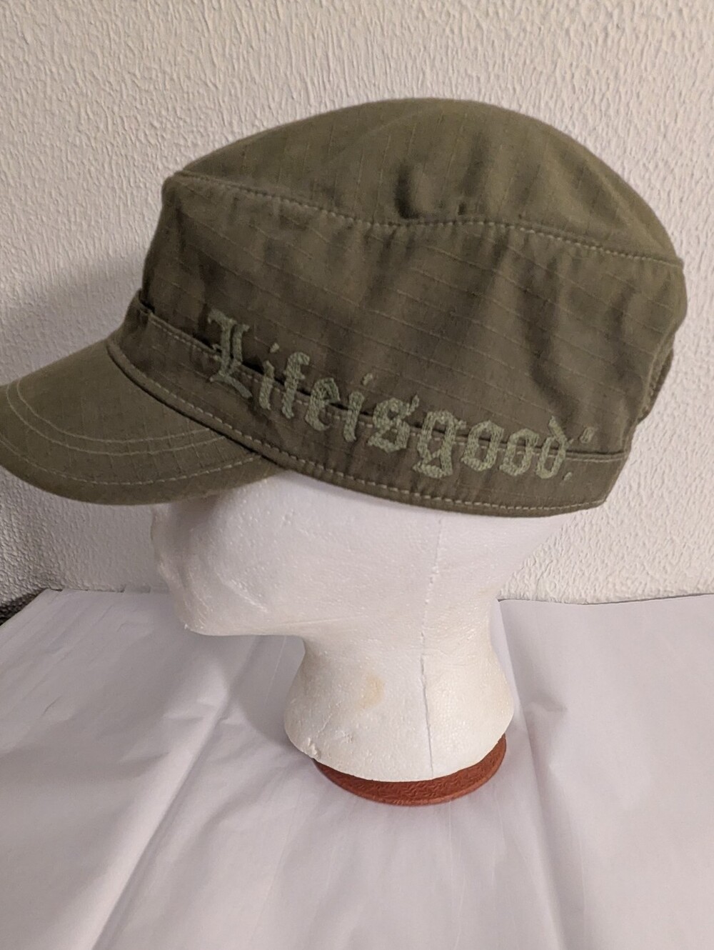 Life Is Good Cadet Hat Cap Army Green Ripstop Military Outdoors Boho Cotton